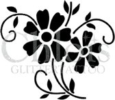 Chloïs Glittertattoo Sjabloon 5 Stuks - Anna Flowers - CH3034 - 5 stuks gelijke zelfklevende sjablonen in verpakking - Geschikt voor 5 Tattoos - Nep Tattoo - Geschikt voor Glitter