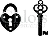 Chloïs Glittertattoo Sjabloon 5 Stuks - Lock and Key - Duo Stencil - CH4010 - 5 stuks gelijke zelfklevende sjablonen in verpakking - Geschikt voor 10 Tattoos - Nep Tattoo - Geschik
