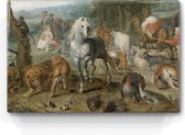 Paradijslandschap met dieren - Jan Breughel de oude - 30 x 19,5 cm - Niet van echt te onderscheiden houten schilderijtje - Mooier dan een schilderij op canvas - Laqueprint.