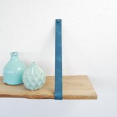 Leren plankdragers oud blauw – 3 cm breed – Echt leer –  Set van 2 stuks - Handmade in Holland
