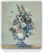 Bloemen in een Rococo vaas - Paul Cézanne - 19,5 x 24 cm - Niet van echt te onderscheiden houten schilderijtje - Mooier dan een schilderij op canvas - Laqueprint.