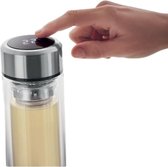Thee fles incl. LED thermometer 390 ml - Theefles dubbelwandig met zeef/tea infuser/filter - Theebeker to go voor onderweg - Thee beker onderweg - Tea bottle - Thee to go thermos drinkfles - 