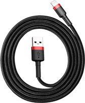 Baseus - Universele USB naar Lightning kabel - Geschikt voor o.a. Apple/iPhone en andere apparaten - 1 Meter - 2.5A - Zwart/Rood
