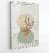 Botanical wall art vector set. Golden foliage line art drawing with watercolor 2 - Moderne schilderijen – Vertical – 1931500520 - 40-30 Vertical