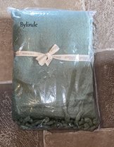 Goround plaid - kleed - deken - met franjes - olijfgroen 130x170 cm