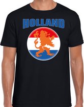 Zwart t-shirt Holland / Nederland supporter Holland met zwart leeuw EK/ WK voor heren XXL