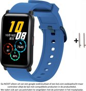 Blauw Siliconen Bandje voor 20mm Smartwatches van Samsung, Pebble, Garmin, Huawei, Moto, Ticwatch, Seiko, Citizen en Q – Maat: zie maatfoto – 20 mm blue rubber smartwatch strap - G