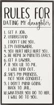J-Line Plakkaat Rules For Dating My Daughter Hout/Keramiek Wit/Zwart