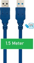 USB 3.0 Kabel | USB 3.0 Kabel naar USB 3.0 - USB A naar USB A - USB kabel naar USB - 1.5 Meter - USB Kabel Mannelijk - Blauw