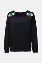 Black sweatshirt with Eyes Embroidery- Medium