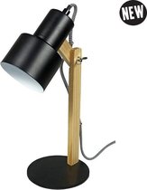 PUHLMANN - lamp DESK met schakelaar, metaal / grenen hout, zwart