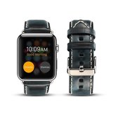 Voor Apple Watch Series 5 & 4 44mm / 3 & 2 & 1 42mm Oil Wax Retro Cowhide Strap Horlogeband (Blauw)