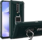Voor Geschikt voor Xiaomi Poco X2 koolstofvezel beschermhoes met 360 graden roterende ringhouder (groen)
