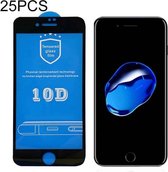 25 stuks voor iPhone 7 Plus 9H oppervlaktehardheid 1D gebogen rand volledig scherm gehard glas schermbeschermer (zwart)