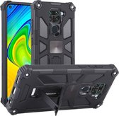 Voor Geschikt voor Xiaomi Redmi Note 9 schokbestendige TPU + PC magnetische beschermhoes met houder (zwart)