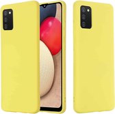 Voor Samsung Galaxy A02s (EU-versie) Pure Color Liquid Silicone Shockproof Full Coverage Case (geel)