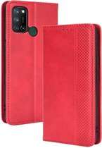 Voor OPPO Realme C17 / Realme 7i Magnetische gesp Retro Crazy Horse-textuur Horizontale flip lederen tas met houder & kaartsleuven & fotolijst (rood)