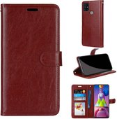 Voor Samsung Galaxy M51 Pure Kleur Horizontale Flip PU lederen tas met houder & kaartsleuven & portemonnee & fotolijst (bruin)