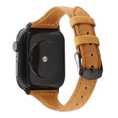 Voor Apple Watch Series 5 & 4 44mm / 3 & 2 & 1 42mm Crazy Horse Texture lederen band (lichtbruin)