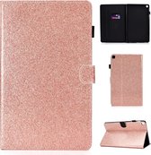 Voor Galaxy Tab A 10.1 (2019) T510 Varnish Glitterpoeder Horizontale Flip Leather Case met houder en kaartsleuf (Rose Gold)