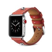 Echt leer klinknagel horlogebandje voor Apple Watch Series 5 & 4 & 3 & 2 & 1 38mm & 40mm (rood)