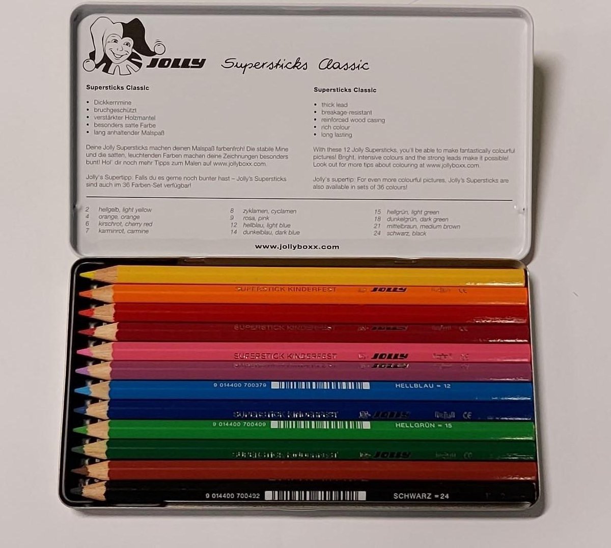 Coffret de 12 crayons de couleur Jolly Superstick Crazy pour