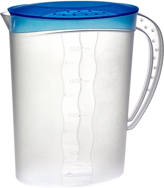 pot à jus avec couvercle, 2 l, polypropylène, 9,5 x 18,5 x 24,5 cm, bleu, bleu frais (transparent), 9,5 x 18,5 x 24,5 cm