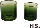 Home Society - Set/2- Waxine lichtjes - Empoli - Glas - Groen/Goud