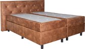 Omra - Complete boxspring - Brighton Camel - 80x200 cm - Inclusief Topdekmatras + Hoofdbord