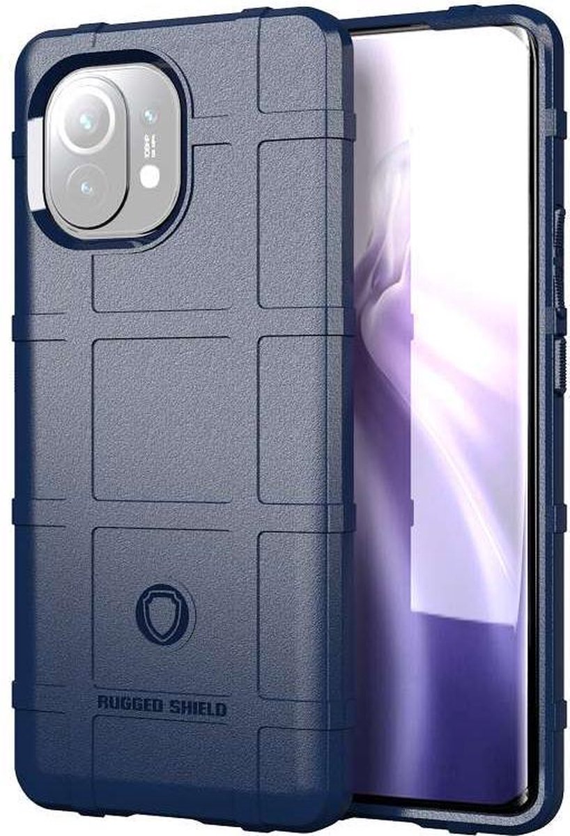 MobyDefend Hoesje - Geschikt voor Xiaomi Mi 11 - Rugged Shield TPU Backcover - Blauw