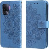 Voor OPPO A94 4G / F19 Pro / Reno5 F / Reno5 Lite 7-bloemblaadje Bloemen Embossingpatroon Horizontale Flip PU-lederen hoes met houder & kaartsleuven & portemonnee & fotolijst (blauw)