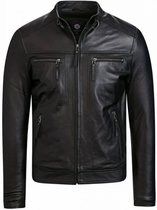 GILL'S PHANTOM - Heren Leren Jas - Biker Jack - 100% Lamsleer - Zwart