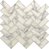 Zelfklevende Wandpanelen - 1 Tegel van 28.5 x 26.5 cm - Wandpanelen - Wandsticker - Visgraat Panelen Wit/Marmer