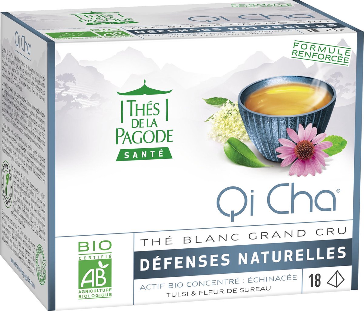 Thes de La Pagode - Witte thee Qi Cha - Gezondheidsthee - Biologisch (18 theezakjes)