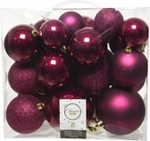52x stuks kunststof kerstballen framboos roze (magnolia) 6-8-10 cm - Onbreekbare plastic kerstballen