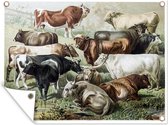 Illustration Vintage d'un troupeau de vaches affiche de jardin toile en vrac 40x30 cm - petit - toile de jardin / toile d'extérieur / Peintures pour l'extérieur (décoration de jardin)