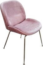 OHNO Furniture Milaan Eetkamerstoel - Stoel, Fluweel, Roze, Goud