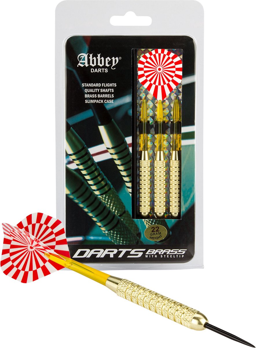 Abbey Darts Darts - Brass - Rood/Wit - 22 - Abbey Darts