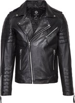 GILL'S TANK BLACK - Heren Leren Jas - Biker Jack - 100% Lamsleer - Zwart