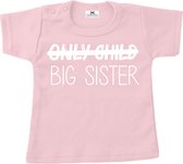 T-Shirt voor een grote zus-Bekendmaking zwangerschap-beige-hello-big sister-Maat 80