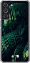 6F hoesje - geschikt voor Samsung Galaxy S21 FE -  Transparant TPU Case - Palm Leaves Dark #ffffff
