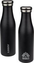 Abbey Drinkfles Dubbelwandig - Victoria - 0.45 L - Zwart/Zilver - 0,45 L