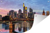 Skyline of Frankfurt am Main in Germany during twilight Garden poster 60x40 cm - small - Toile de jardin / Toile d'extérieur / Peintures pour l'extérieur (décoration de jardin)