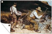 Tuinposter - Tuindoek - Tuinposters buiten - De steenkloppers - schilderij van Gustave Courbet - 120x80 cm - Tuin