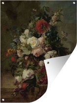 Tuinschilderij Stilleven met bloemen - Schilderij van Harmanus Uppink - 60x80 cm - Tuinposter - Tuindoek - Buitenposter