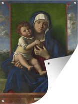 Tuinposter - Tuindoek - Tuinposters buiten - Maria met kind - Schilderij van Giovanni Bellini - 90x120 cm - Tuin