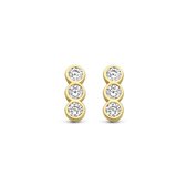 New Bling 9NBG-0273 Gouden Oorknopjes - Dames - 3 Zirkonia Steentjes - 6,1 x 2,4 mm - 14 Karaat - Goud