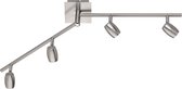 LED Plafondspot - Nitron Micko - GU10 Fitting - 4-lichts - Rechthoek - Mat Nikkel - Aluminium