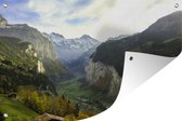 Muurdecoratie Dal in de Alpen - 180x120 cm - Tuinposter - Tuindoek - Buitenposter