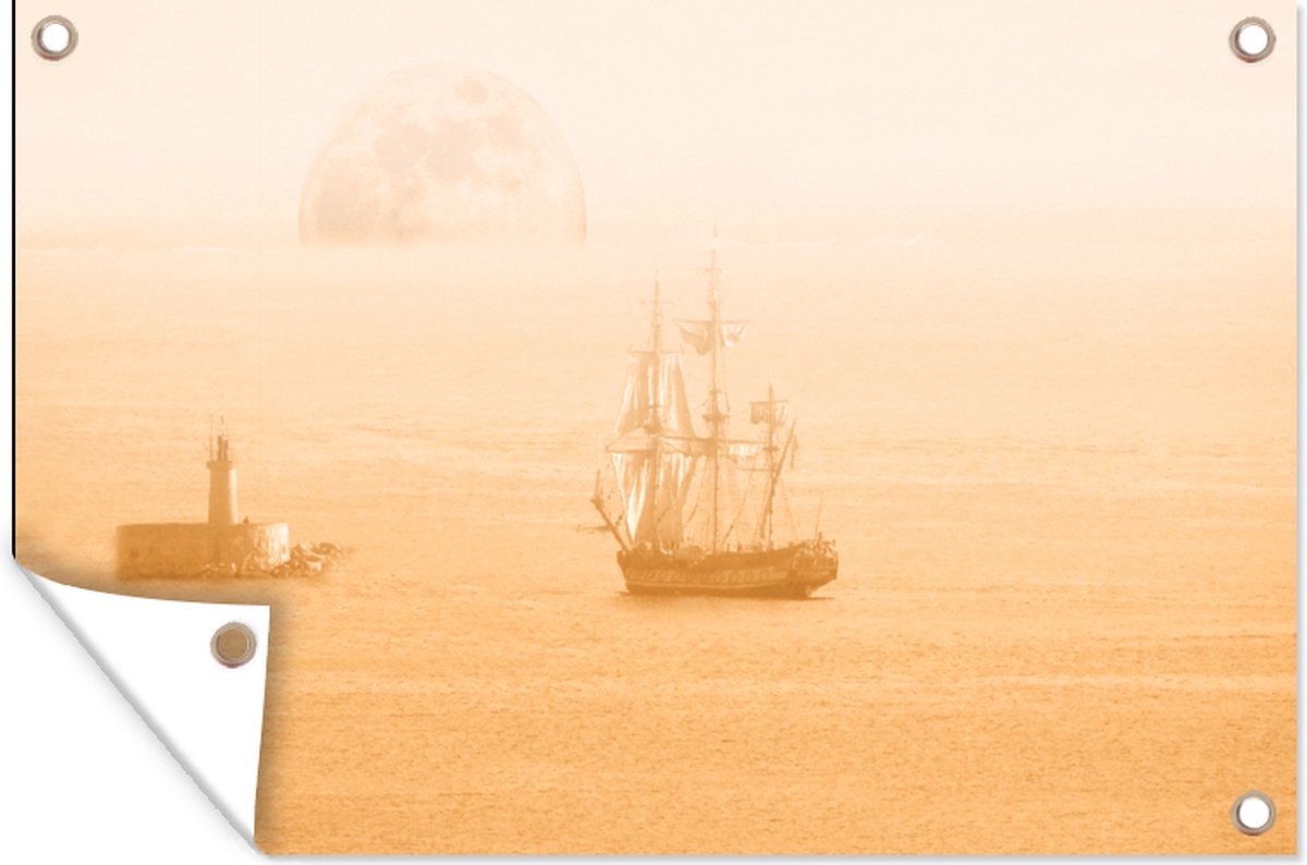 Tuindecoratie Galjoen in de mist - 60x40 cm - Tuinposter - Tuindoek - Buitenposter op Prijzenvolger.com